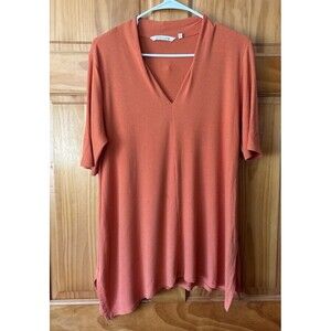 Soft Surroundings Orange Samara Draping Knit Tunic Womens Size Medium Comfort